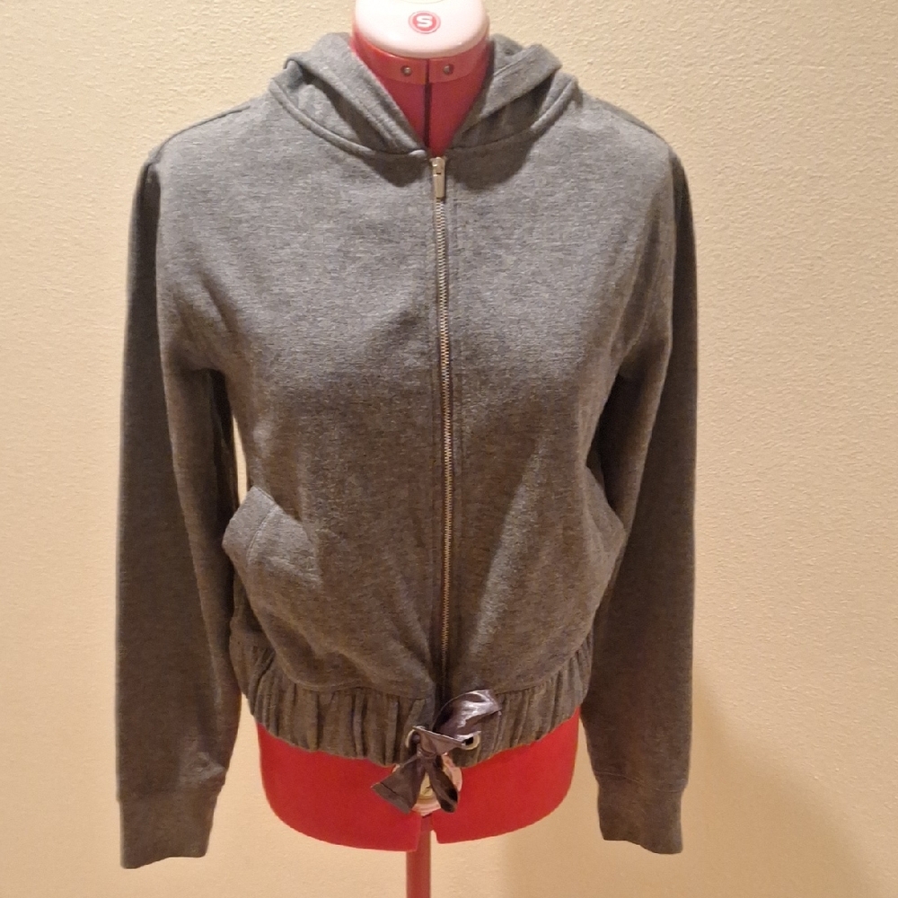 Women's Gray Zip-Up Hooded Jacket Size S
